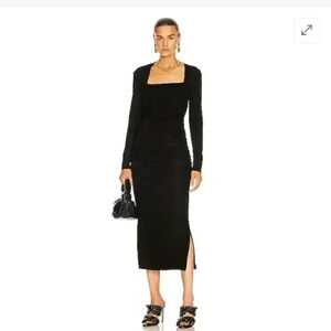 NWT Ganni Viscose Jersey Square Neck Dress LBD size 34 T2612